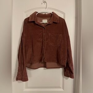 Corduroy cropped shacket
